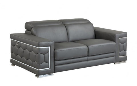 692 DivanItalia Dark Gray Sofa and Loveseat Set – Top Grain Italian LeatherModel:  692-DARK-GRAY-2PC
