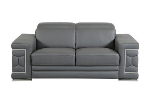 692 DivanItalia Dark Gray Sofa and Loveseat Set – Top Grain Italian LeatherModel:  692-DARK-GRAY-2PC