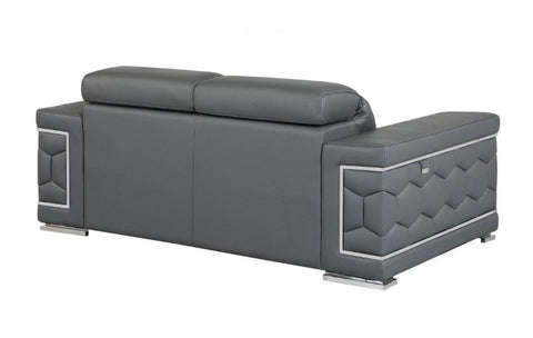 692 DivanItalia Dark Gray Sofa and Loveseat Set – Top Grain Italian LeatherModel:  692-DARK-GRAY-2PC