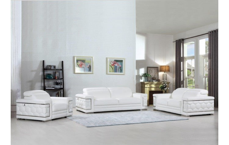 692 DivanItalia White Sofa Set – Top Grain Italian LeatherModel:  692-WHITE