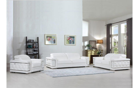 692 DivanItalia White Sofa Set – Top Grain Italian LeatherModel:  692-WHITE