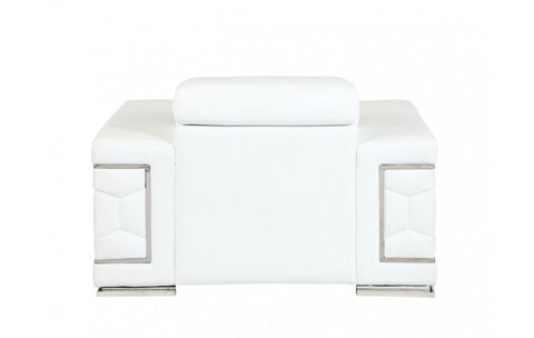 692 DivanItalia White Chair – Top Grain Italian LeatherModel:  692-WHITE-CH