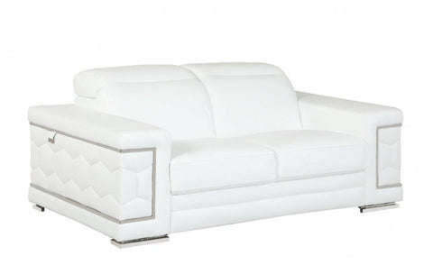 692 DivanItalia White Loveseat – Top Grain Italian LeatherModel:  692-WHITE-L