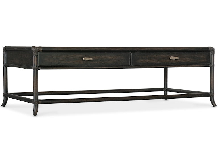 Hooker Furniture Living Room Retreat Pole Rattan Cocktail Table