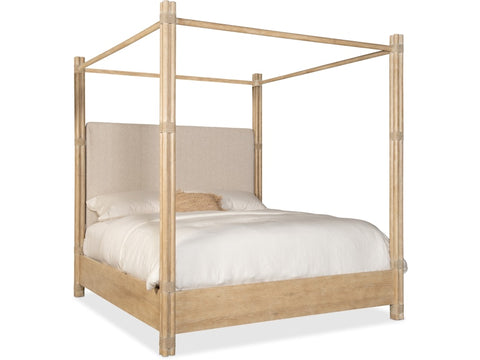 Hooker Furniture Bedroom Retreat Pole Rattan Cal King Upholstered Poster Bed w/Canopy