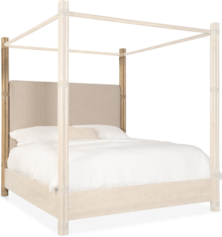 Hooker Furniture Bedroom Retreat Pole Rattan Cal King Upholstered Poster Bed w/Canopy