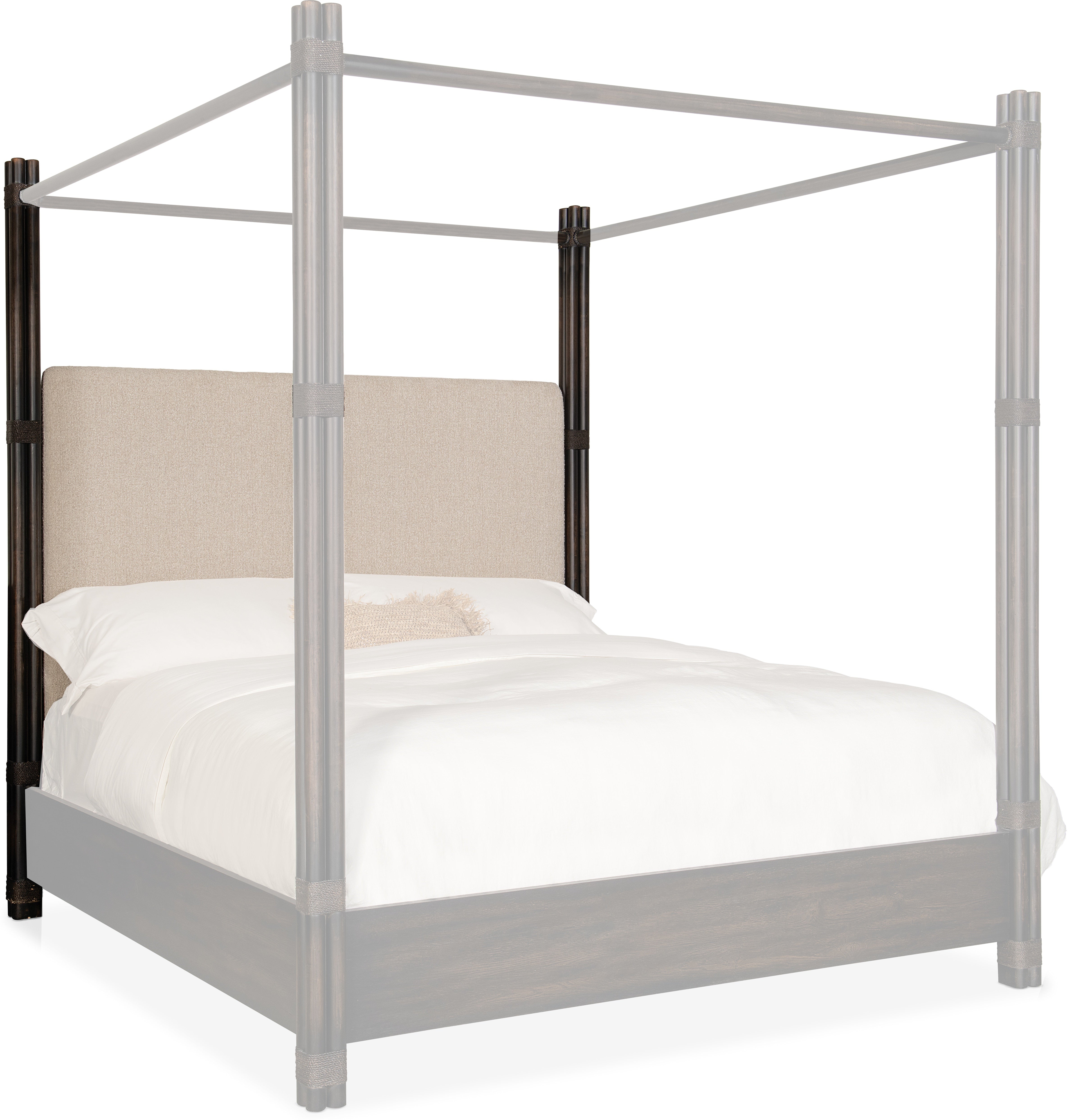 Hooker Furniture Bedroom Retreat Pole Rattan King Upholstered Poster Bed w/Canopy
