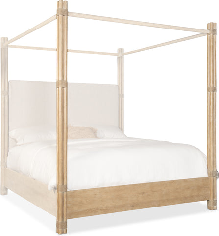 Hooker Furniture Bedroom Retreat Pole Rattan Cal King Upholstered Poster Bed w/Canopy