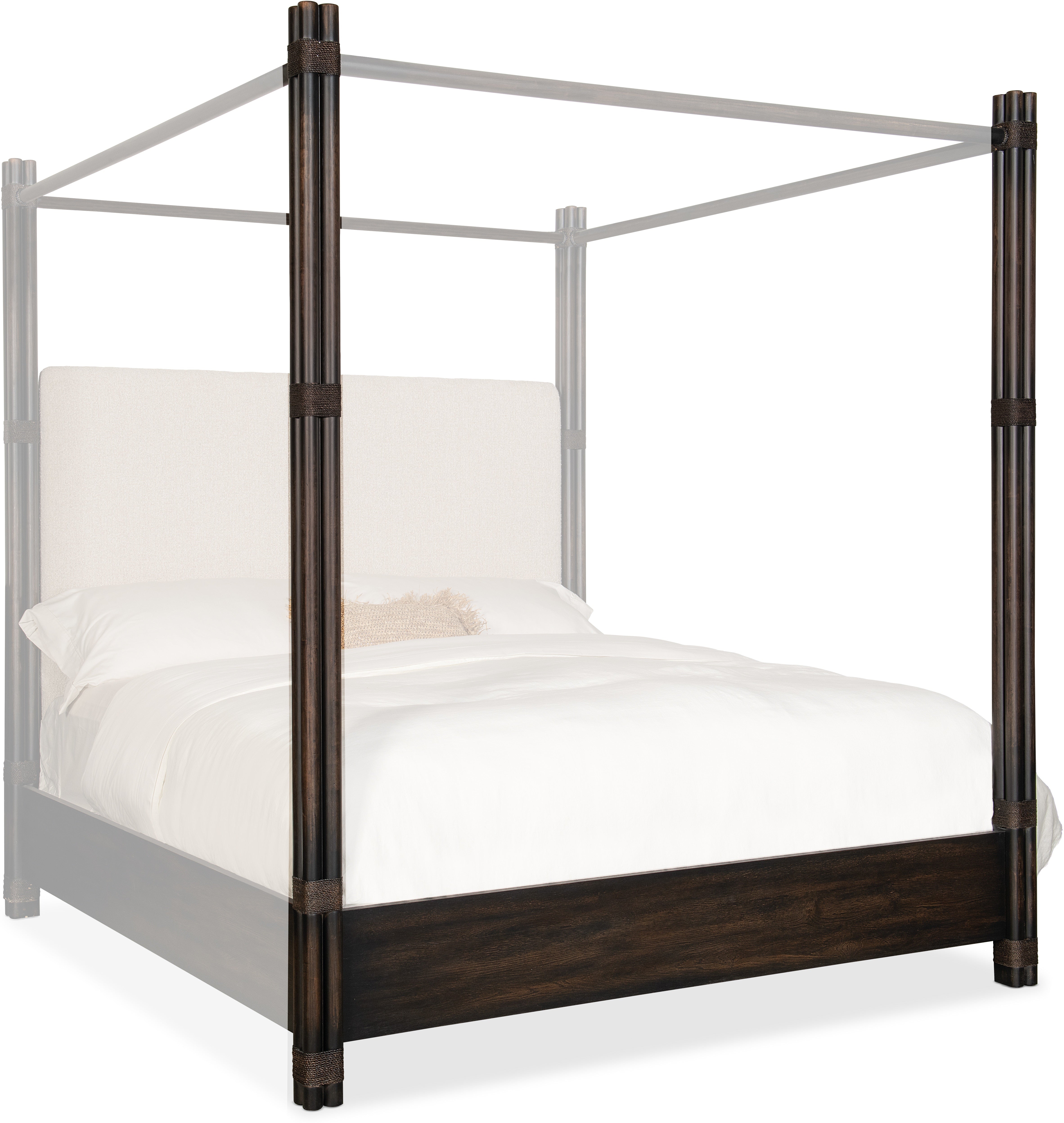 Hooker Furniture Bedroom Retreat Pole Rattan King Upholstered Poster Bed w/Canopy