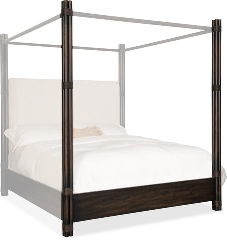 Hooker Furniture Bedroom Retreat Pole Rattan Cal King Upholstered Poster Bed w/Canopy