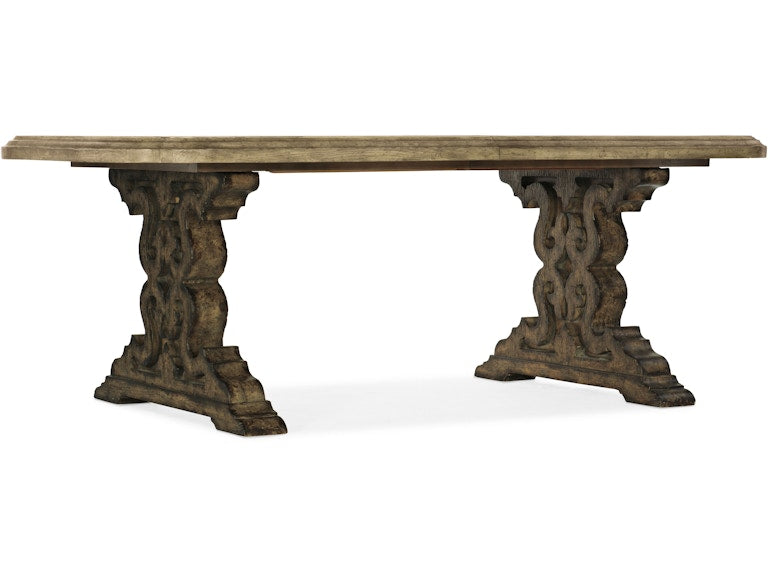 Hooker Furniture Casual Dining La Grange Le Vieux 86in Double Pedestal Table w/2-18in Leaves