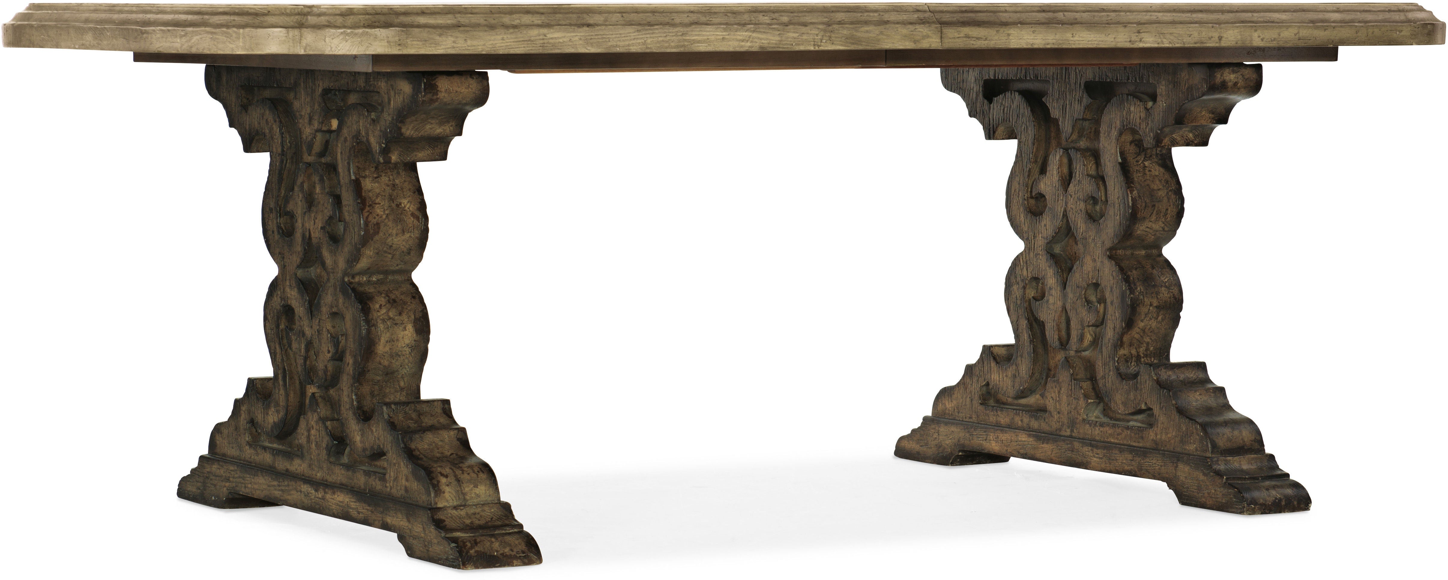 Hooker Furniture Casual Dining La Grange Le Vieux 86in Double Pedestal Table w/2-18in Leaves