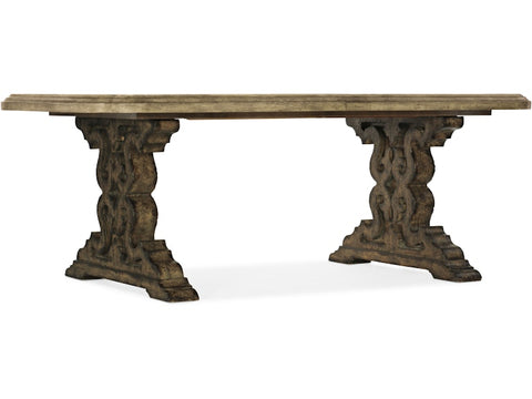 Hooker Furniture Casual Dining La Grange Le Vieux 86in Double Pedestal Table w/2-18in Leaves