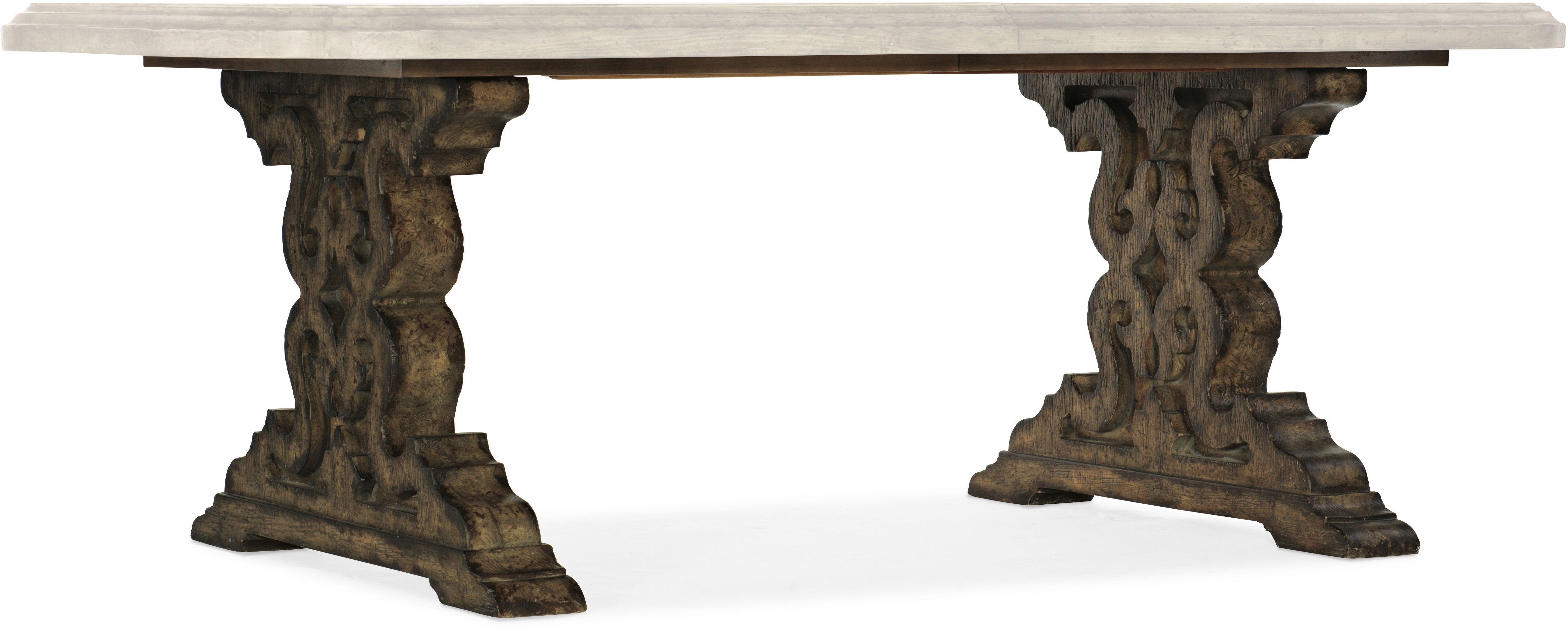 Hooker Furniture Casual Dining La Grange Le Vieux 86in Double Pedestal Table w/2-18in Leaves