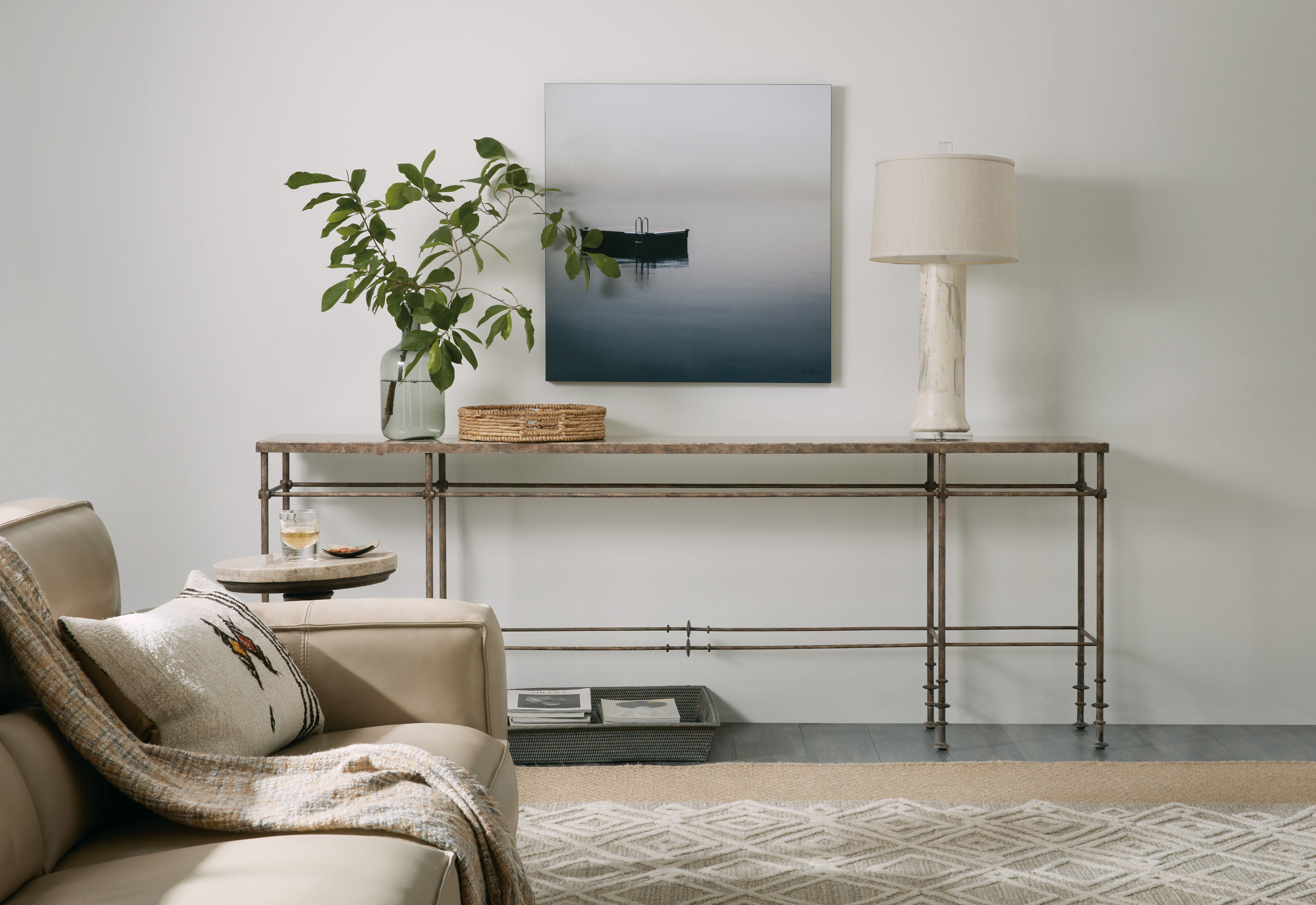 Hooker Furniture Living Room La Grange St James Metal and Stone Console