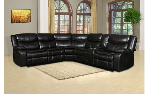 6967 Dark Brown Leather-Air 3-Piece Sectional with 3 Manual ReclinersModel:  6967-BROWN-SECT
