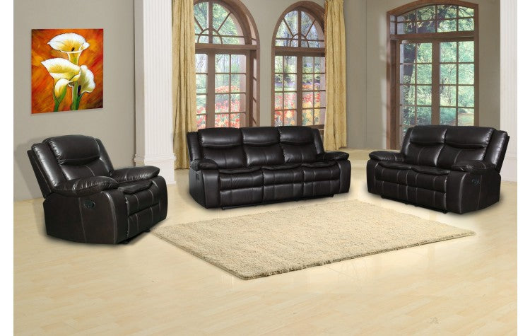 6967 Dark Brown Leather-Aire Manual Reclining Sofa SetModel:  6967-BROWN
