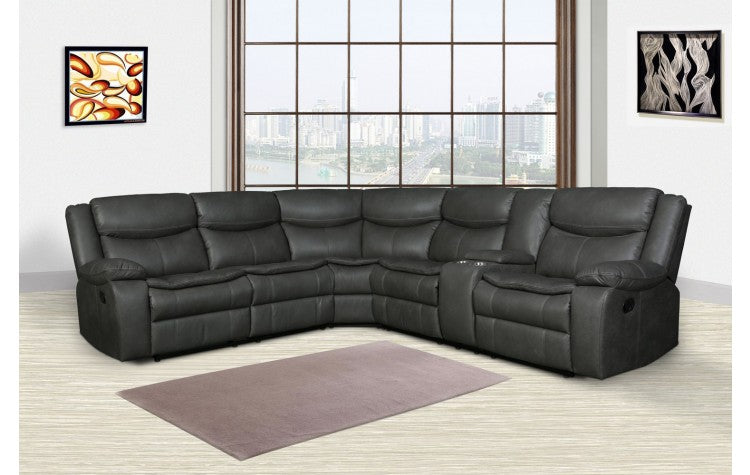 6967 Dark Gray Fabric 3-Piece Sectional with 3 Manual ReclinersModel:  6967-GRAY-SECT