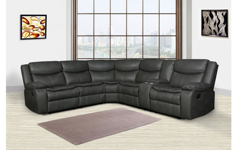 6967 Dark Gray Fabric 3-Piece Sectional with 3 Manual ReclinersModel:  6967-GRAY-SECT