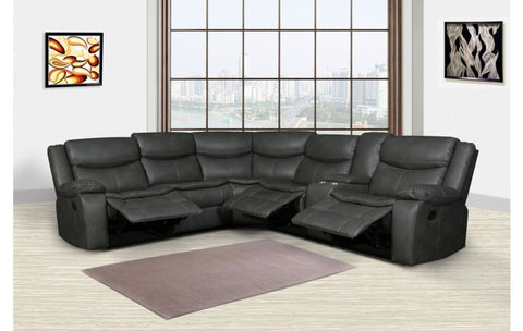 6967 Dark Gray Fabric 3-Piece Sectional with 3 Manual ReclinersModel:  6967-GRAY-SECT