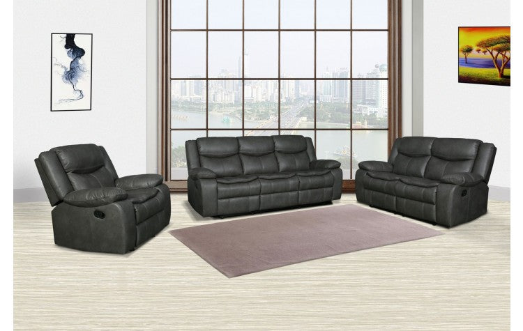 6967 Dark Gray Leather-Aire Manual Reclining Sofa SetModel:  6967-GRAY