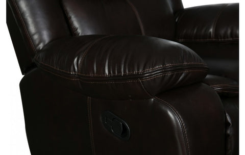 6967 Dark Brown Leather Aire Sofa with 2 Manual ReclinersModel:  6967-BROWN-S