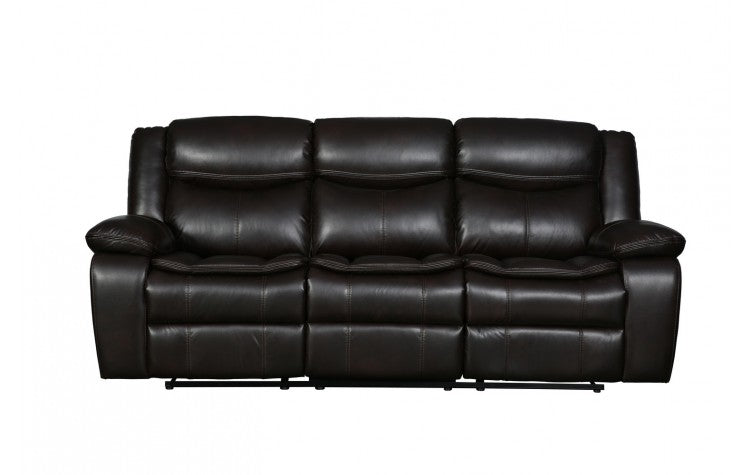 6967 Dark Brown Leather Aire Sofa with 2 Manual ReclinersModel:  6967-BROWN-S