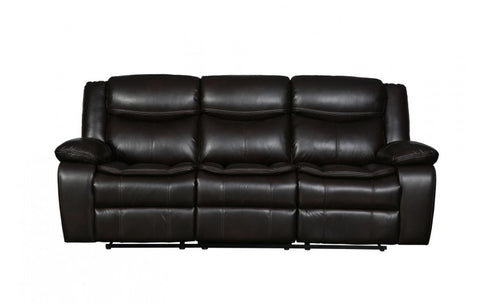 6967 Dark Brown Leather Aire Sofa with 2 Manual ReclinersModel:  6967-BROWN-S