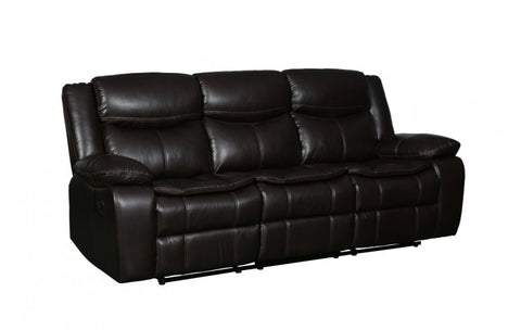 6967 Dark Brown Leather Aire Sofa with 2 Manual ReclinersModel:  6967-BROWN-S