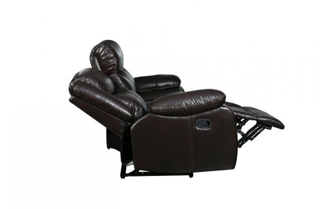 6967 Dark Brown Leather Aire Sofa with 2 Manual ReclinersModel:  6967-BROWN-S