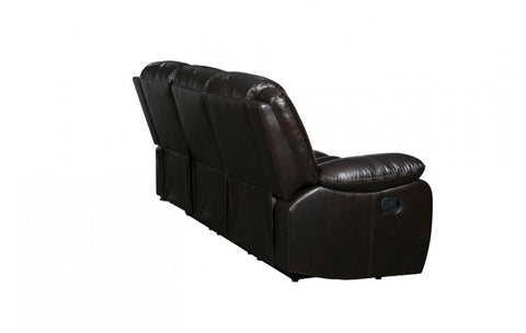 6967 Dark Brown Leather Aire Sofa with 2 Manual ReclinersModel:  6967-BROWN-S