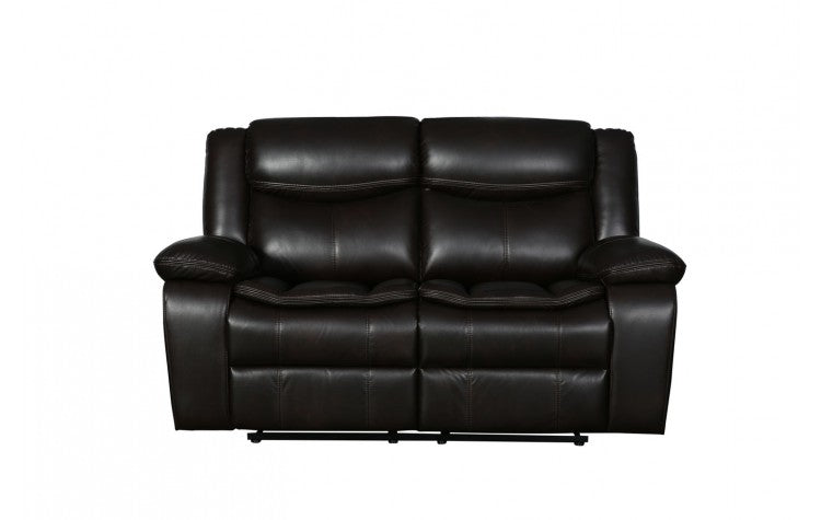 6967 Dark Brown Leather Aire Loveseat with 2 Manual ReclinersModel:  6967-BROWN-L