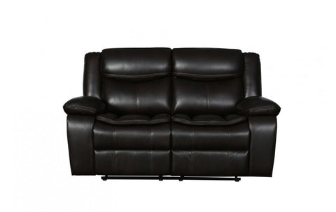 6967 Dark Brown Leather Aire Loveseat with 2 Manual ReclinersModel:  6967-BROWN-L