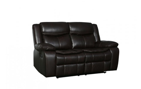 6967 Dark Brown Leather Aire Loveseat with 2 Manual ReclinersModel:  6967-BROWN-L