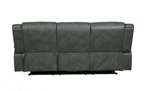 6967 Dark Gray Fabric Sofa with 2 Manual ReclinersModel:  6967-GRAY-S