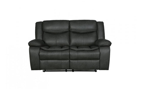 6967 Dark Gray Fabric Loveseat with 2 Manual ReclinersModel:  6967-GRAY-L