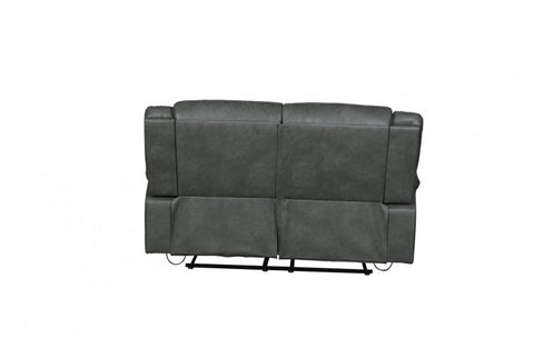 6967 Dark Gray Fabric Loveseat with 2 Manual ReclinersModel:  6967-GRAY-L