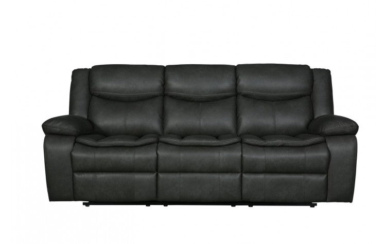 6967 Dark Gray Fabric Sofa with 2 Manual ReclinersModel:  6967-GRAY-S