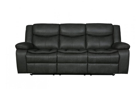6967 Dark Gray Fabric Sofa with 2 Manual ReclinersModel:  6967-GRAY-S