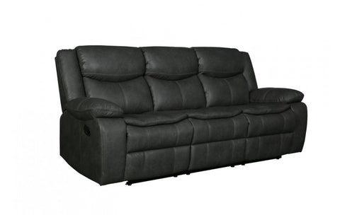 6967 Dark Gray Fabric Sofa with 2 Manual ReclinersModel:  6967-GRAY-S