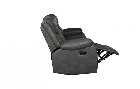 6967 Dark Gray Fabric Sofa with 2 Manual ReclinersModel:  6967-GRAY-S