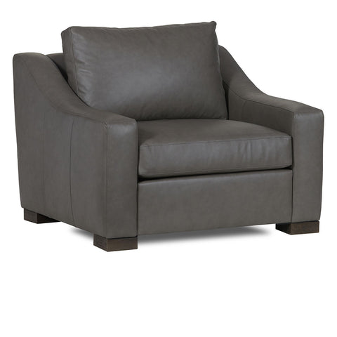 Classic Home Rivera Arm Chair With Slope Arm, Elite Leather, Pewter Model 6RIV1A2SLELPEW
