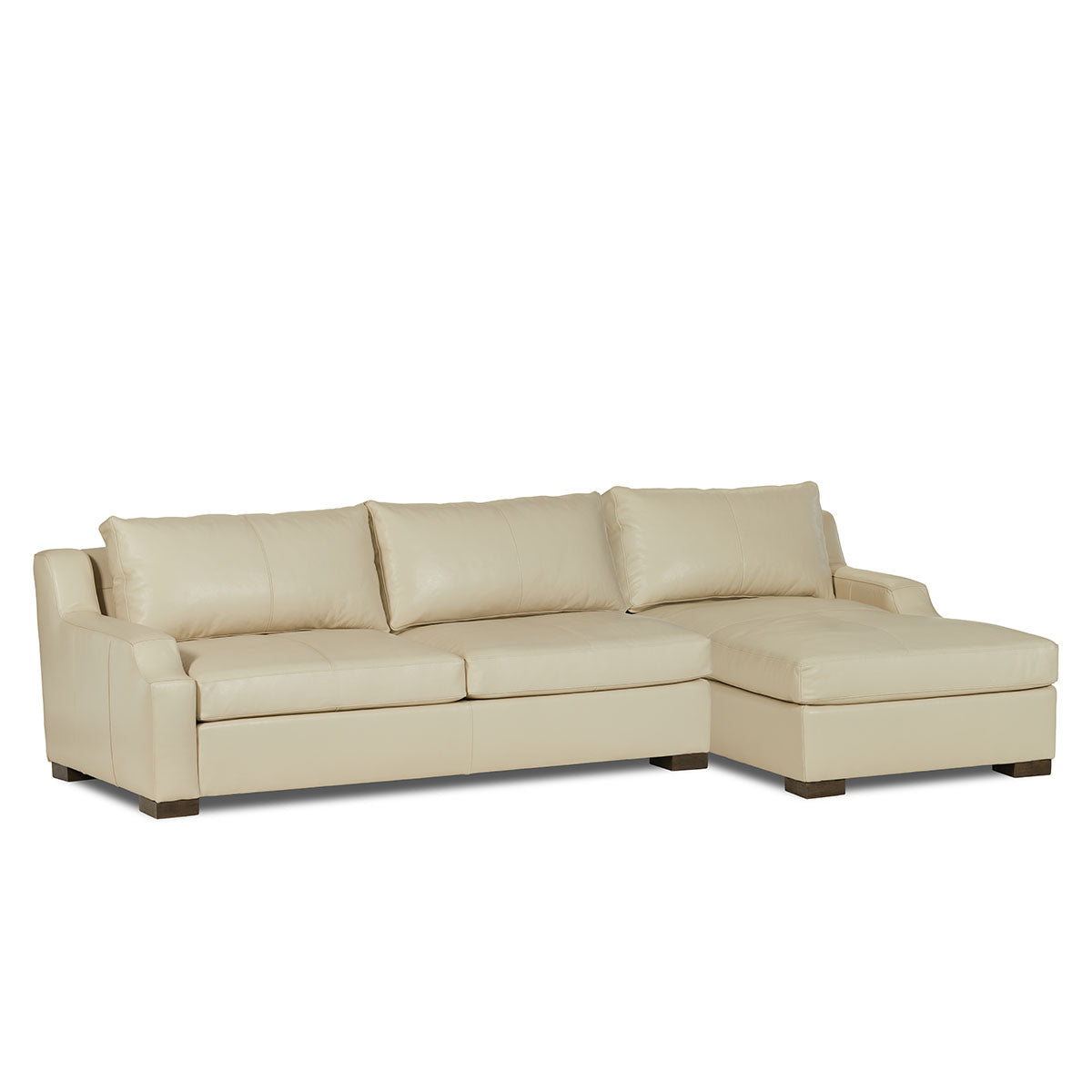 Classic Home Rivera Sofa With Raf Chaise, English Modern Arm, Vibrant Leather, Cream Model 6RIV513ELVICRE
