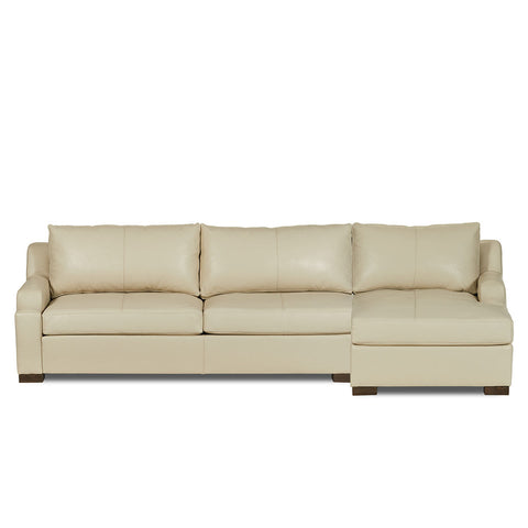 Classic Home Rivera Sofa With Raf Chaise, English Modern Arm, Vibrant Leather, Cream Model 6RIV513ELVICRE