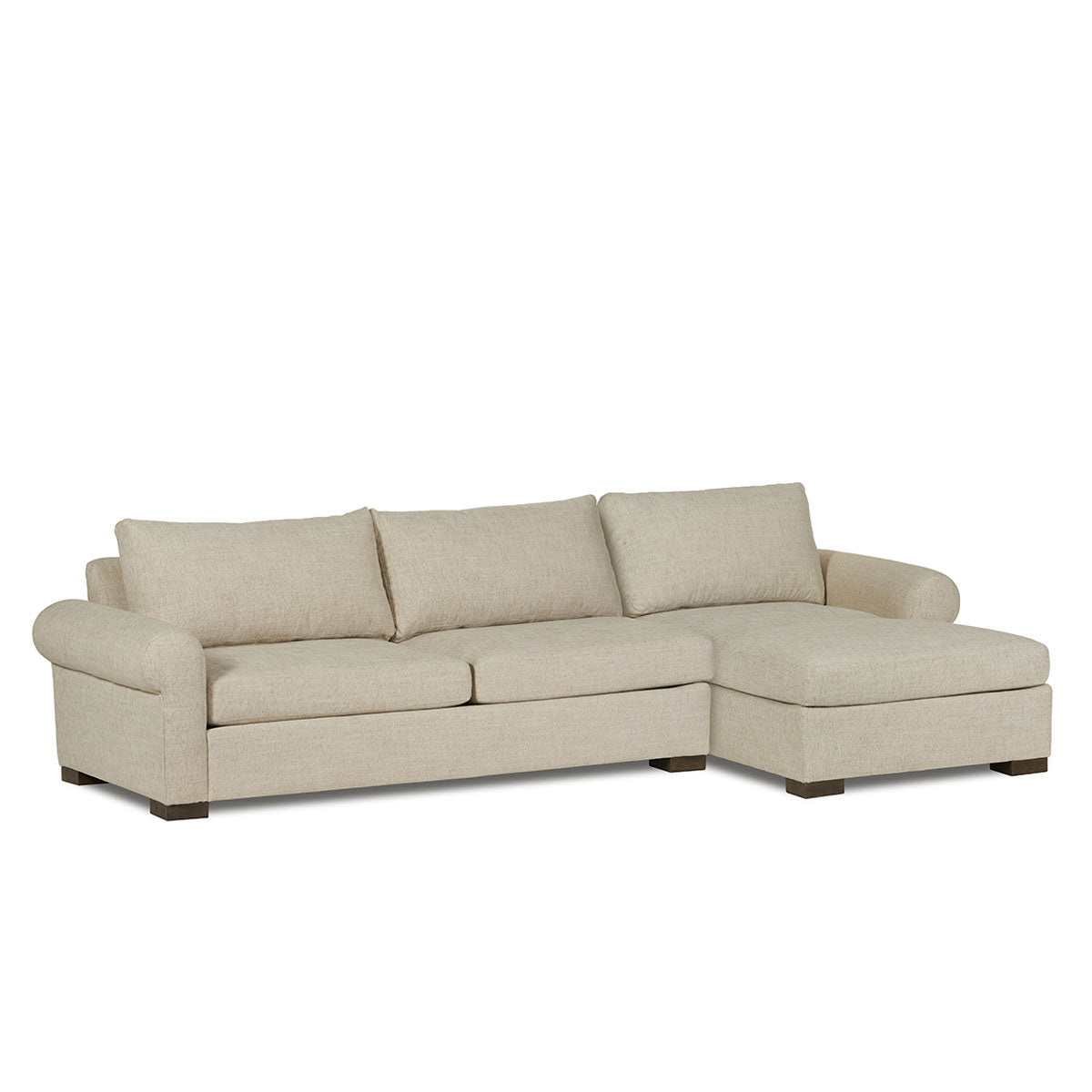 Classic Home Rivera Sofa With Raf Chaise, Roll Arm, Presto Fabric, Flax Model 6RIV513RFPRFLA