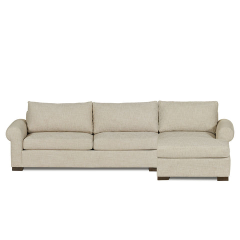 Classic Home Rivera Sofa With Raf Chaise, Roll Arm, Presto Fabric, Flax Model 6RIV513RFPRFLA