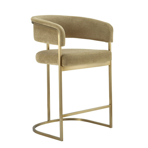 Modrest Sebastian Modern Brown Fabric & Antique Brass Counter Chair Model VGGA-6251CH-C-BRN
