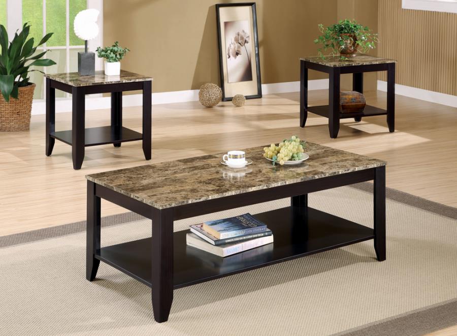 Coaster Flores 3-piece Occasional Table Set with Shelf Cappuccino Model 700155