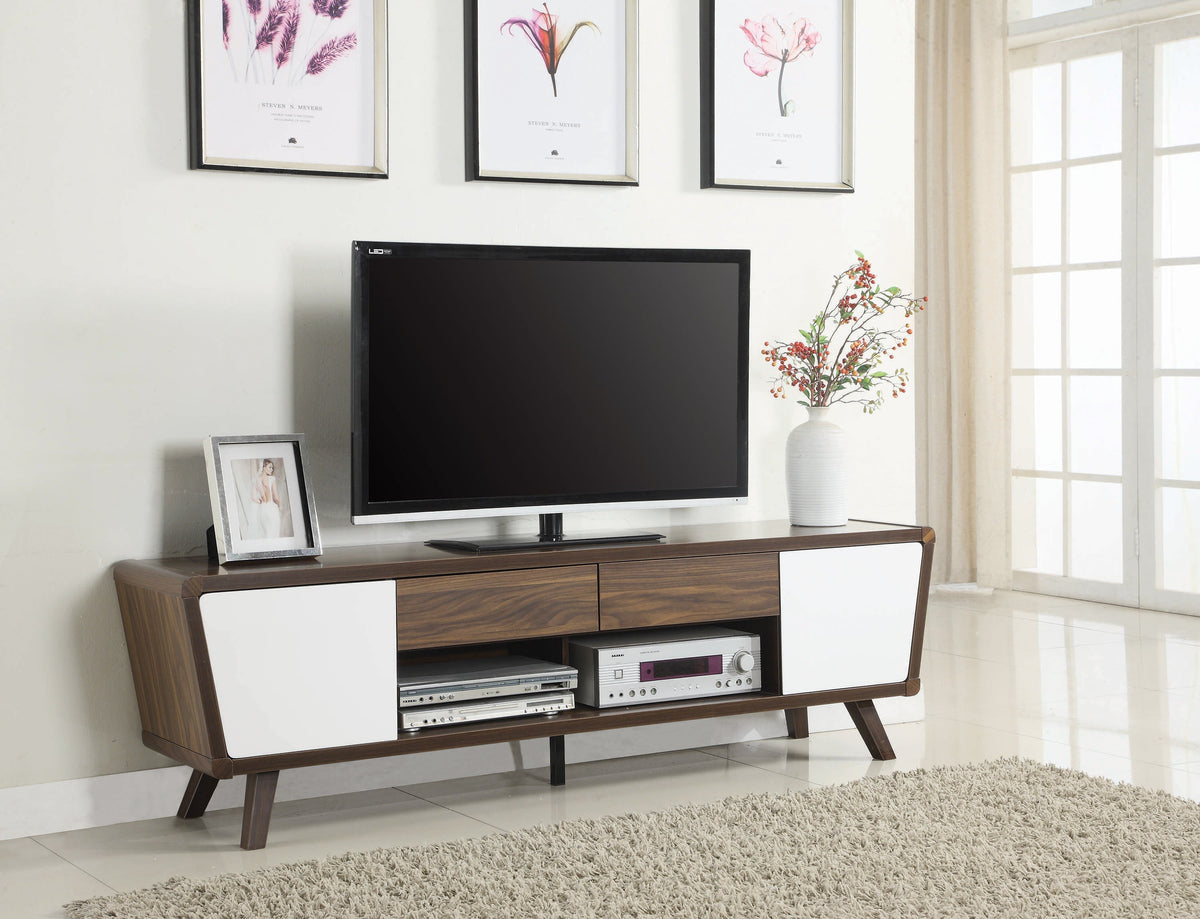 Coaster Alvin 2-drawer TV Console Dark Walnut and Glossy White Model 700793