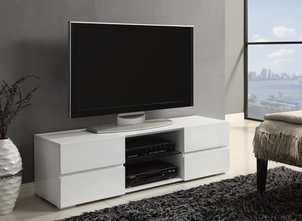 Coaster Galvin 4-drawer TV Console Glossy White Model 700825